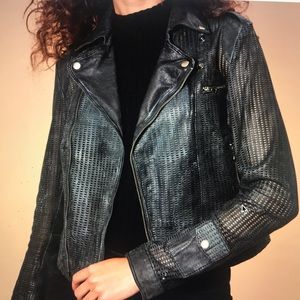 Jakett NY Josey Perforated leather jacket in Ink